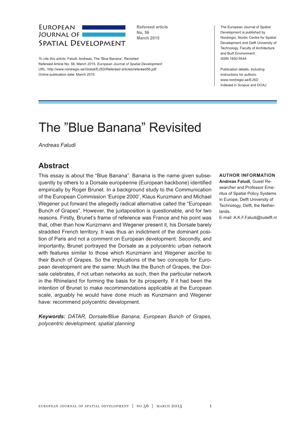 Blue Banana’, Revisited ISSN 1650-9544 Refereed Article No