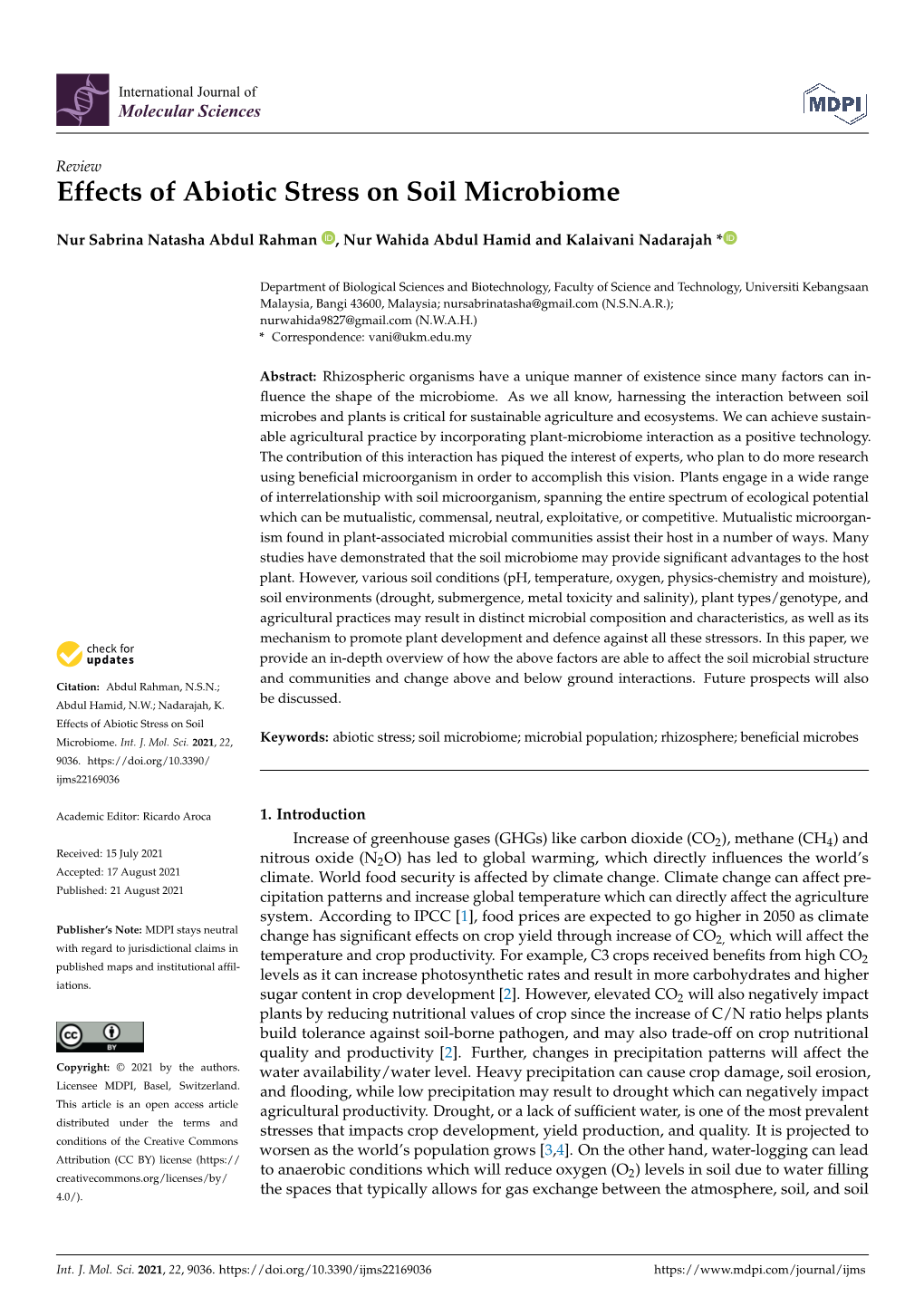 Effects of Abiotic Stress on Soil Microbiome