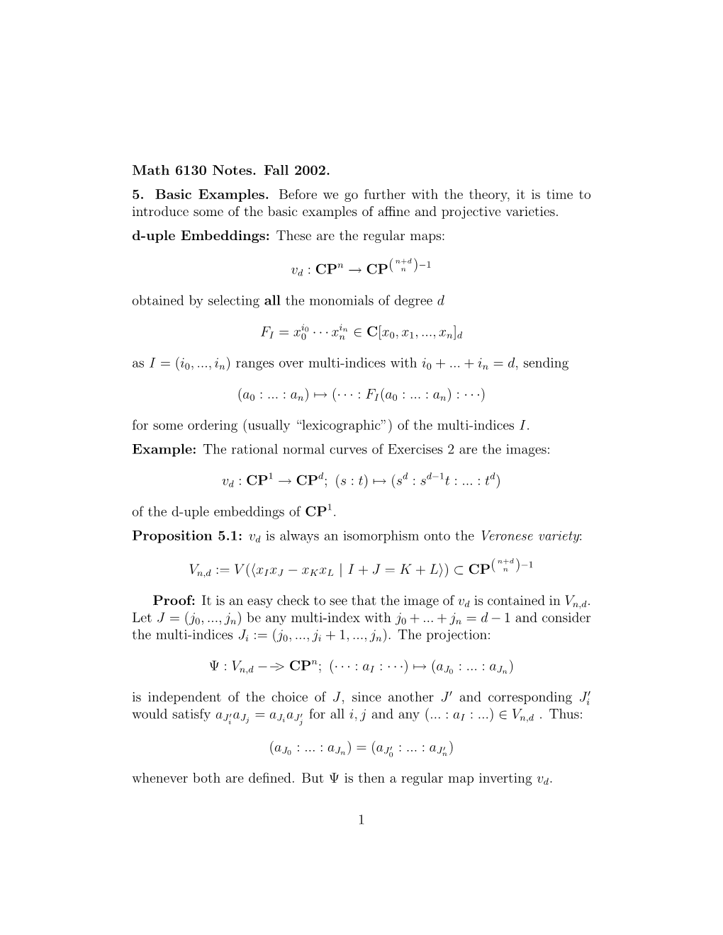 Math 6130 Notes. Fall 2002. 5. Basic Examples. Before We Go Further With