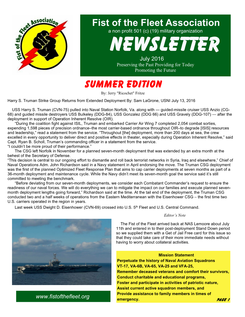 Summer 2016 Newsletter