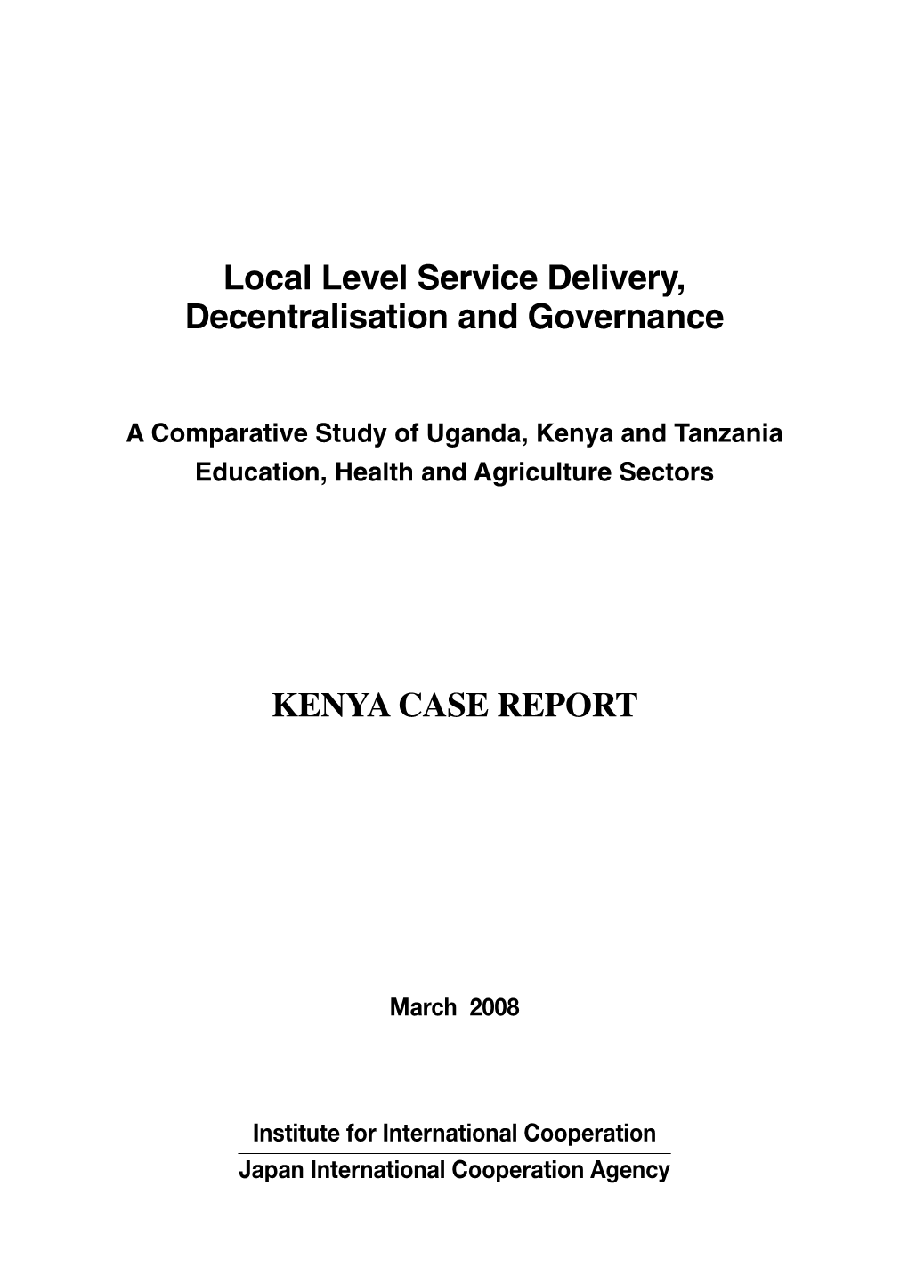 Kenya Case Report