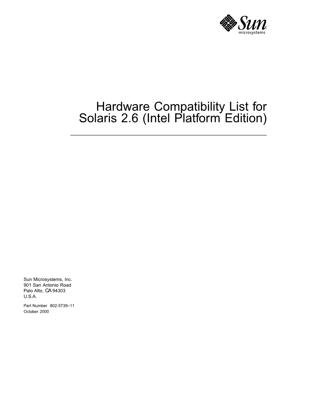 Hardware Compatibility List for Solaris 2.6 (Intel Platform Edition)