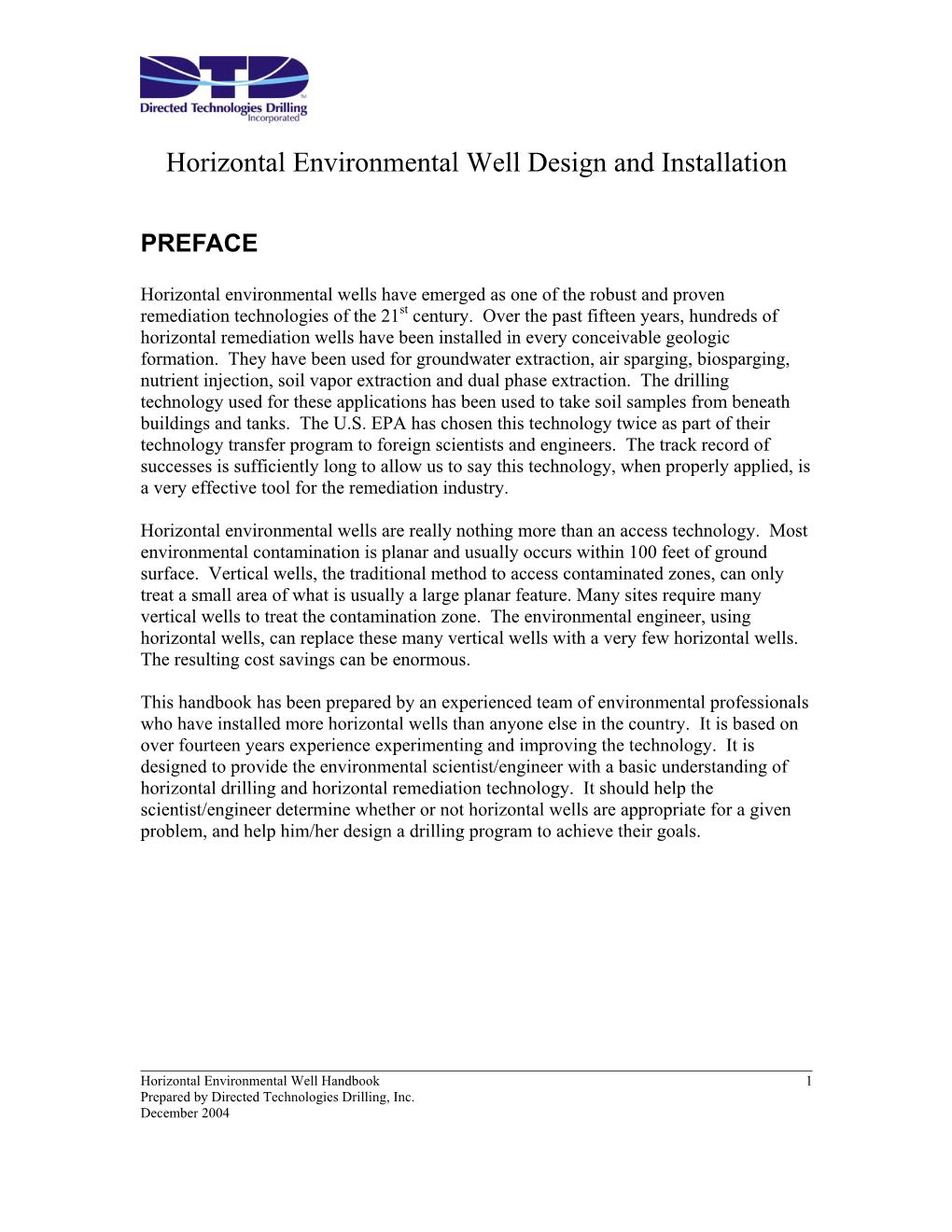 Horizontal Environmental Well Design and Installation