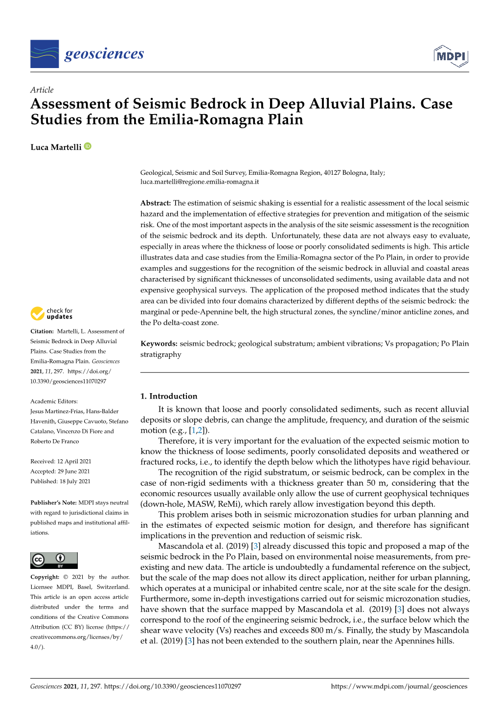 Assessment of Seismic Bedrock in Deep Alluvial Plains. Case Studies from the Emilia-Romagna Plain