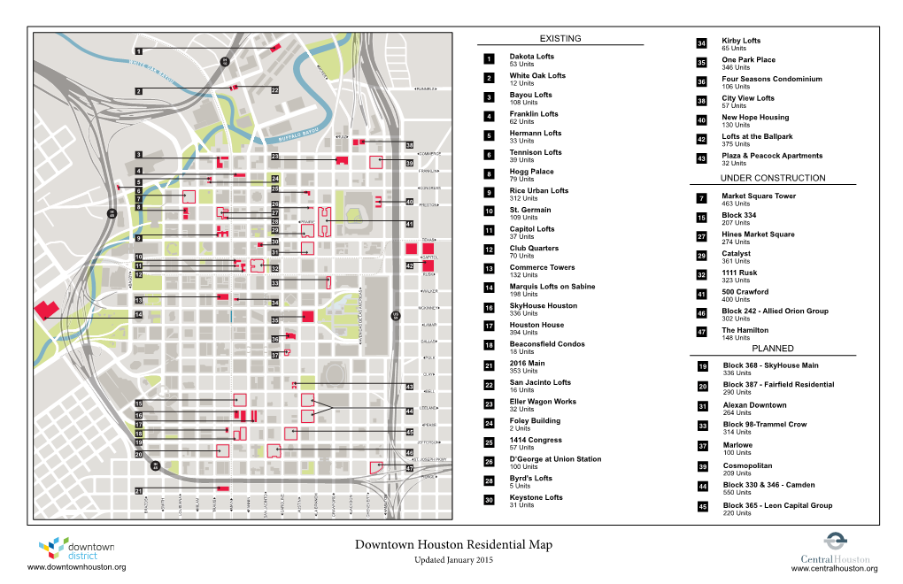 Downtown Houston Residential Map Updated January 2015