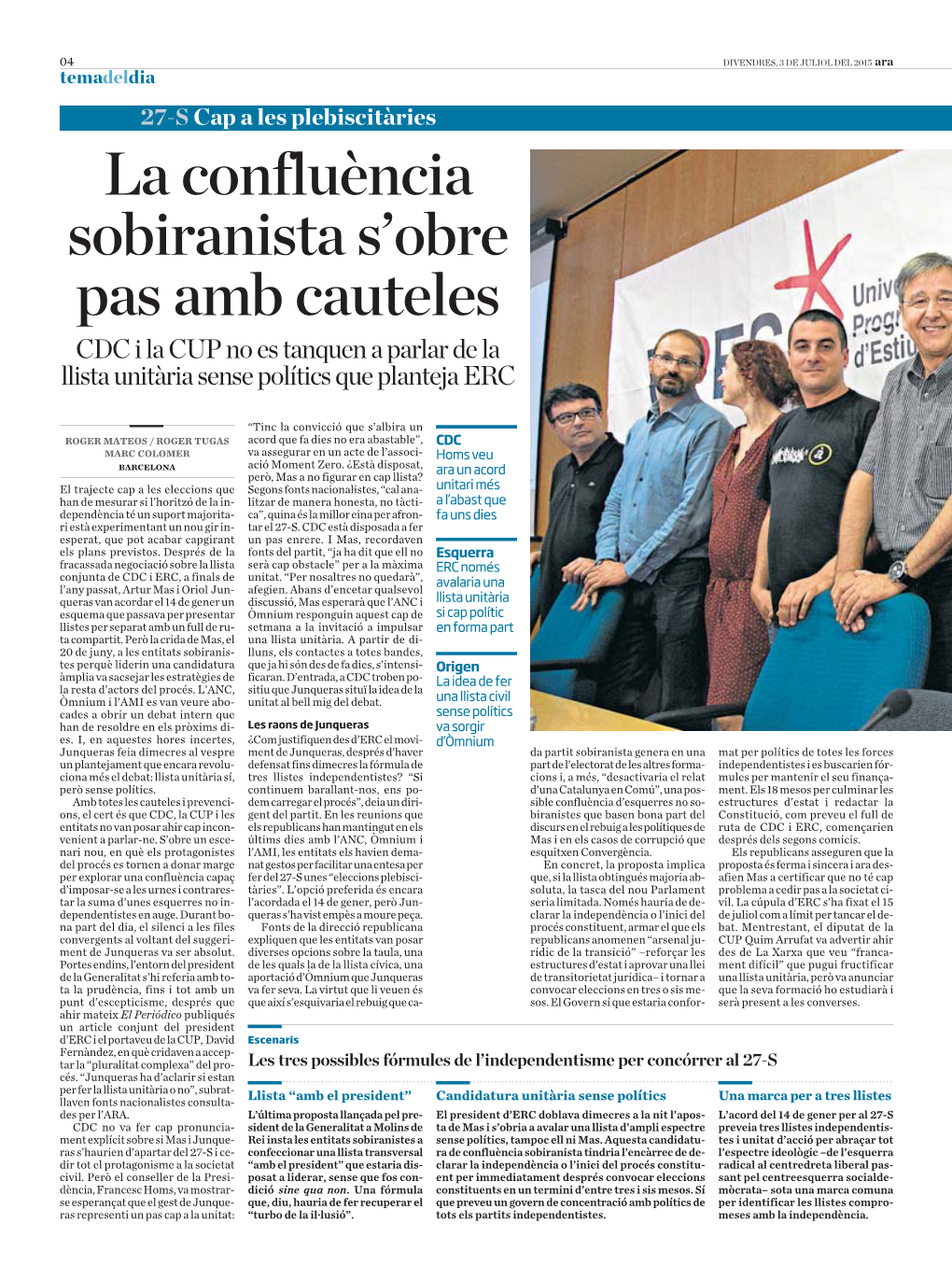 La Confluència Sobiranista S'obre Pas Amb Cauteles