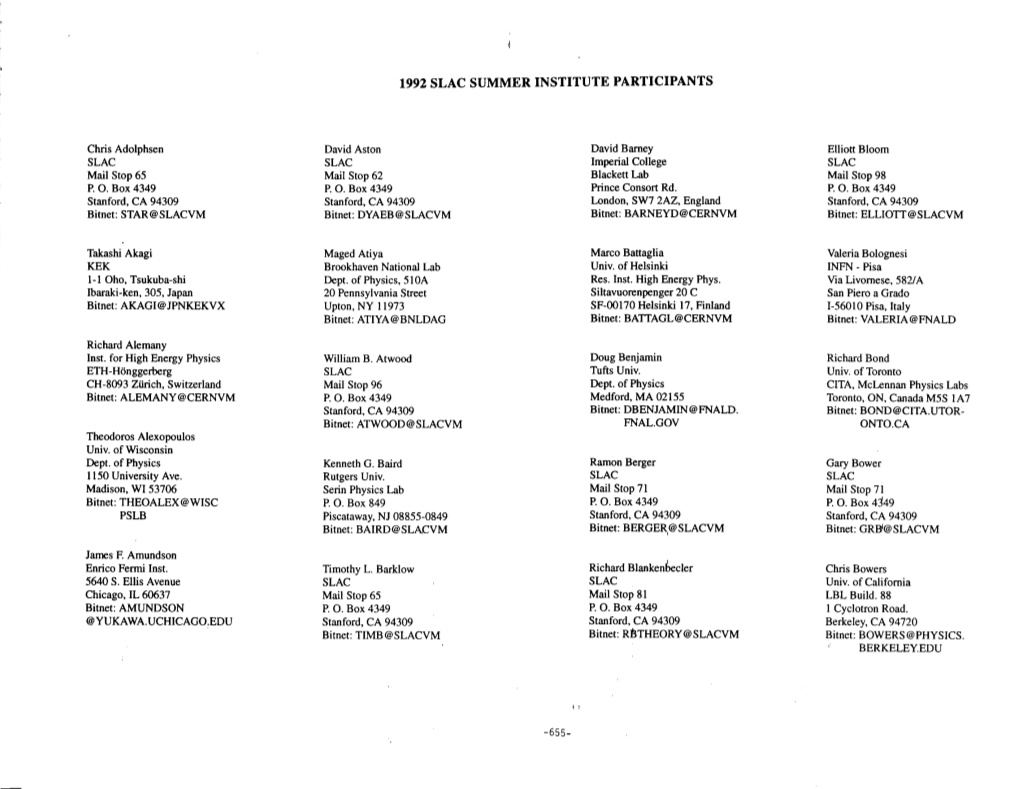 1992Slac Summer Institute Participants