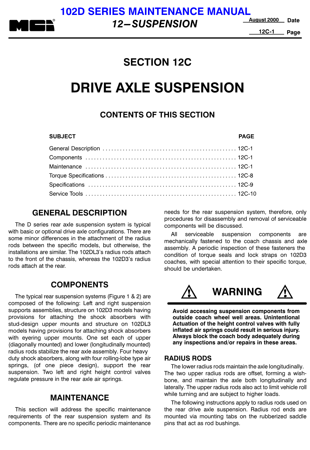 Drive Axle Suspension, 12C 1