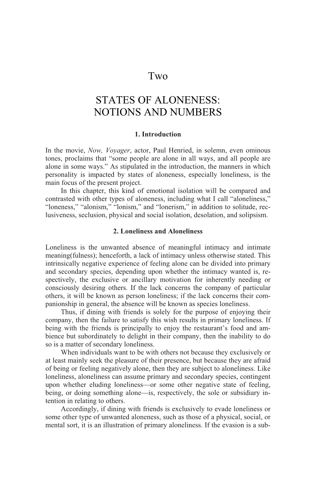 Two STATES of ALONENESS