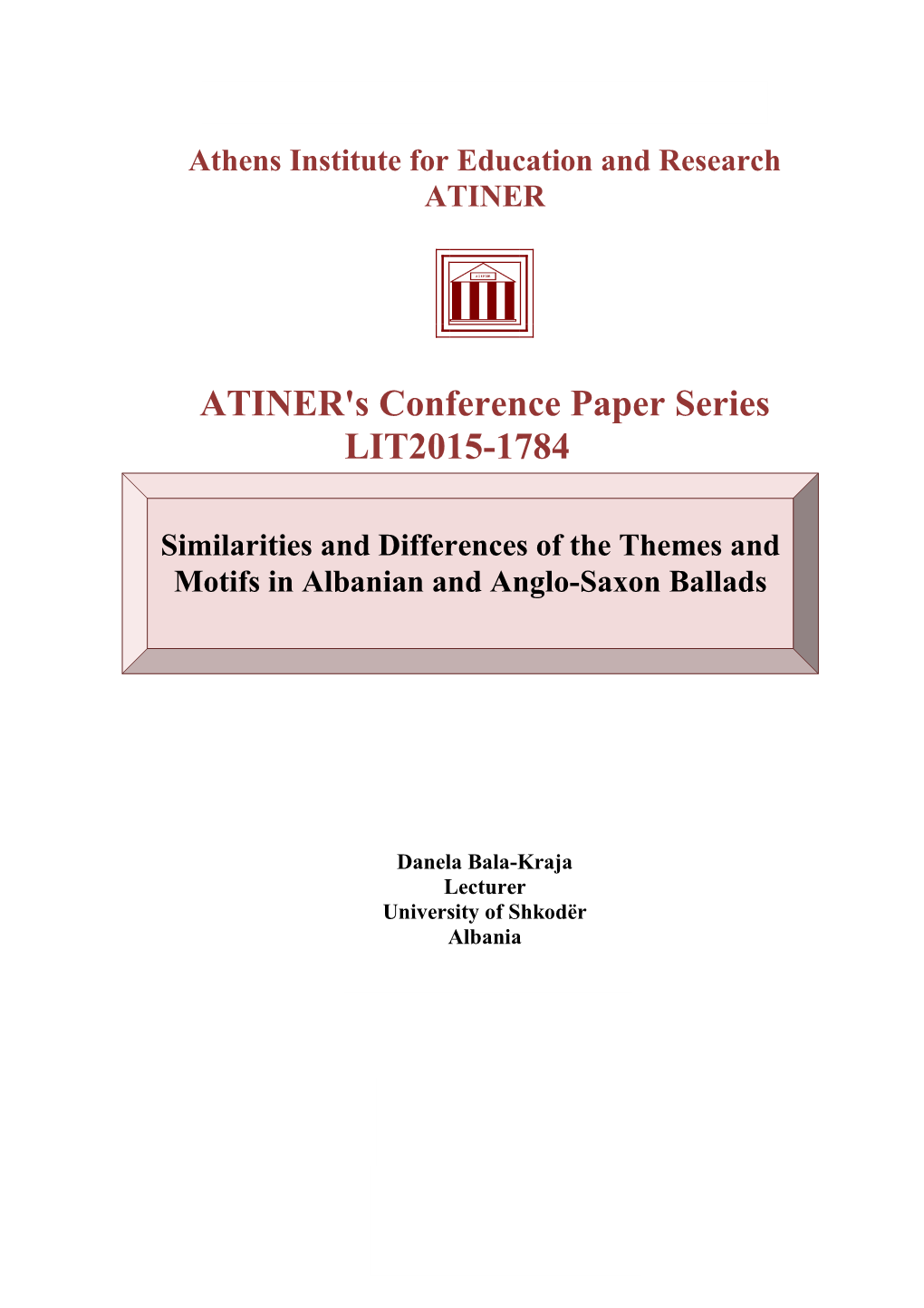ATINER's Conference Paper Series LIT2015-1784