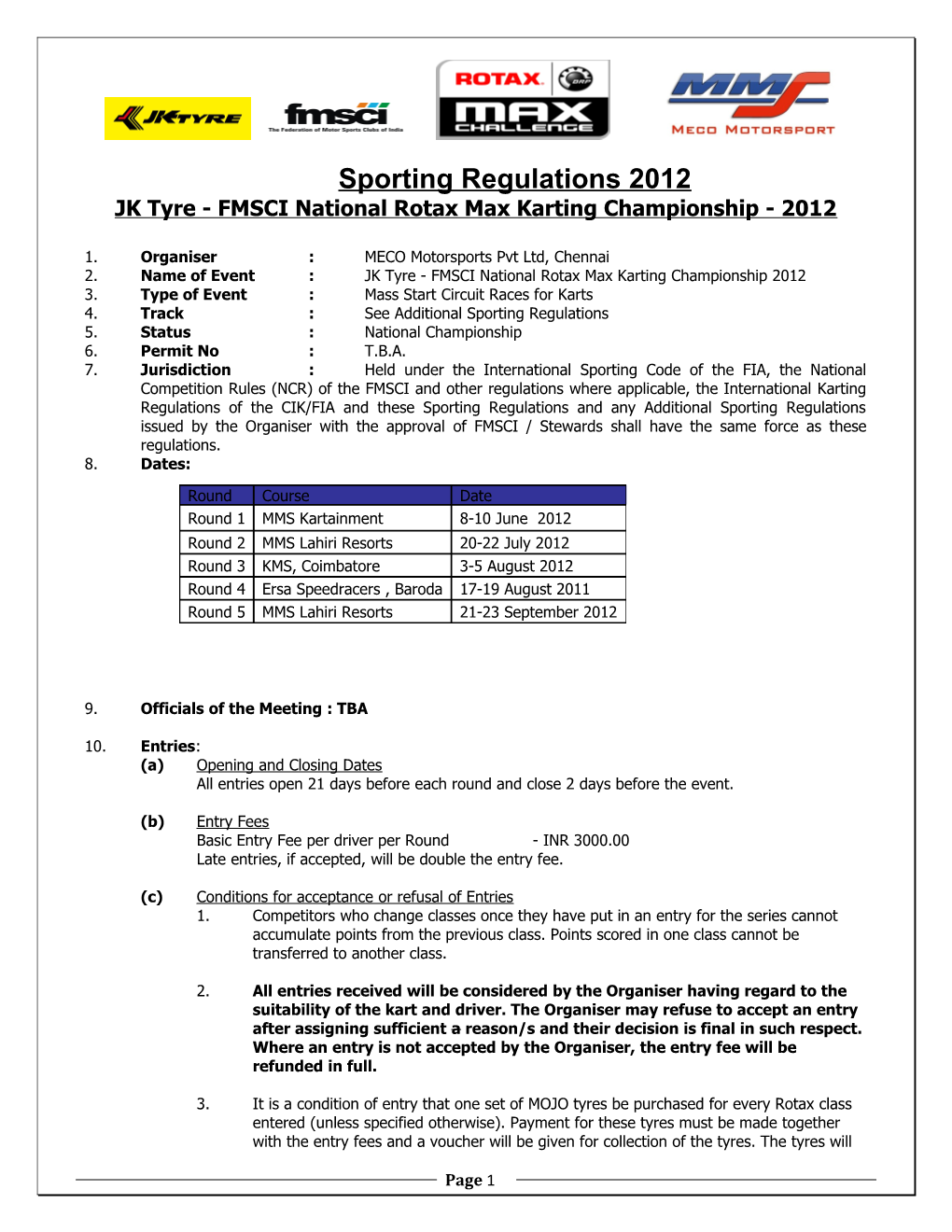 Supplementary Regulations for Kks Club Championship Series For