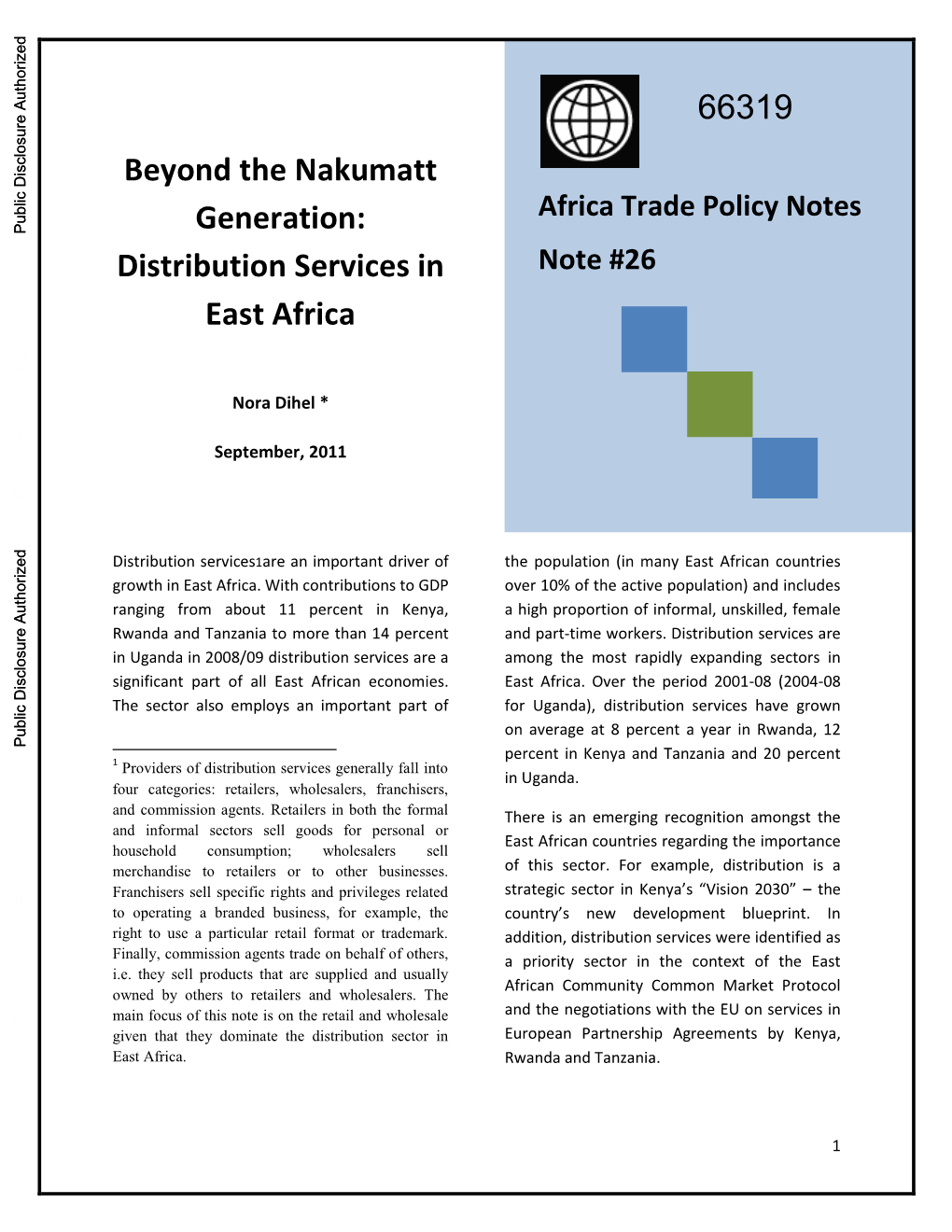 Distribution Services in East Africa During the Farming to Market Participation