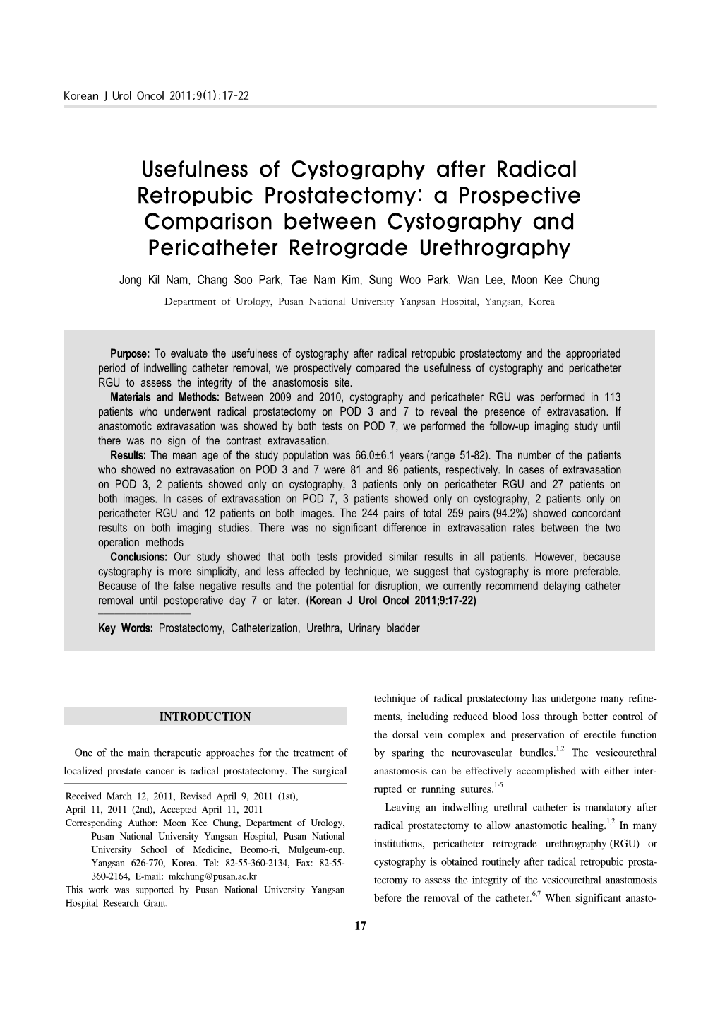 Usefulness of Cystography After Radical Retropubic Prostatectomy: a Prospective Comparison Between Cystography and Pericatheter Retrograde Urethrography