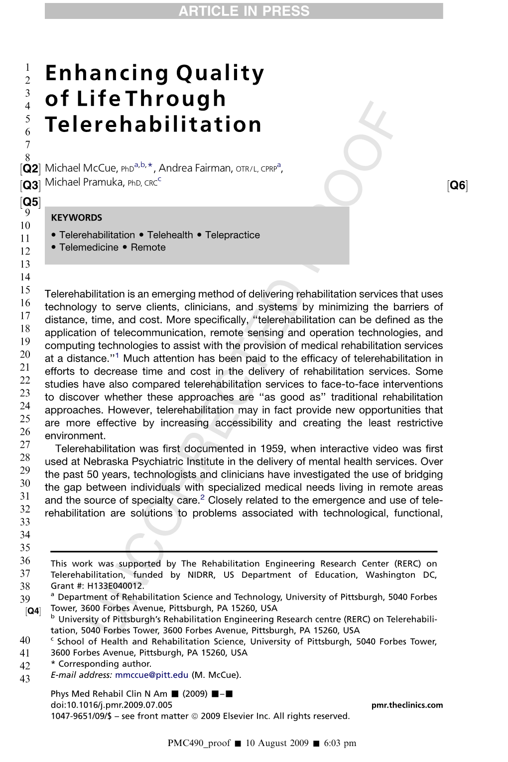 Enhancing Quality of Life Through Telerehabilitation