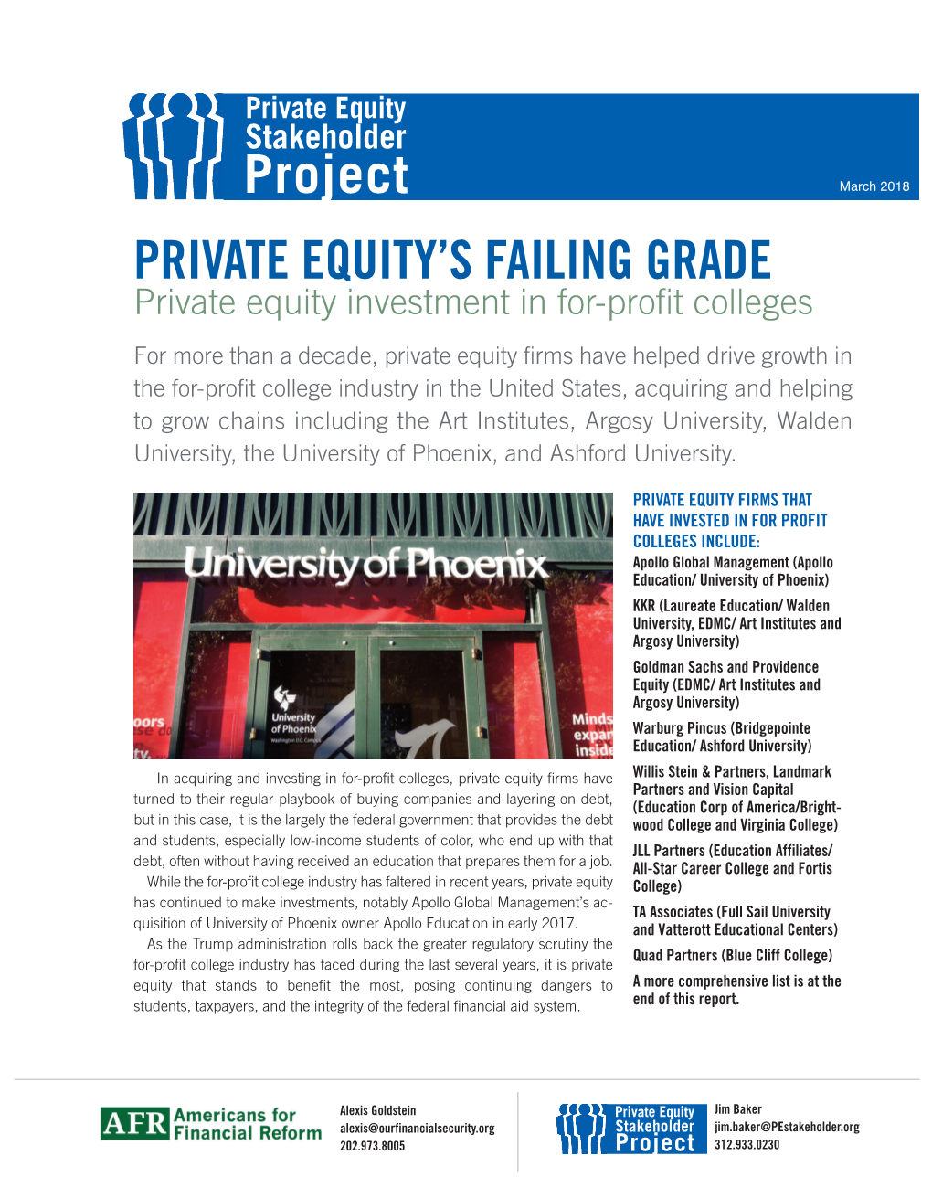 PRIVATE EQUITY's FAILING GRADE Project