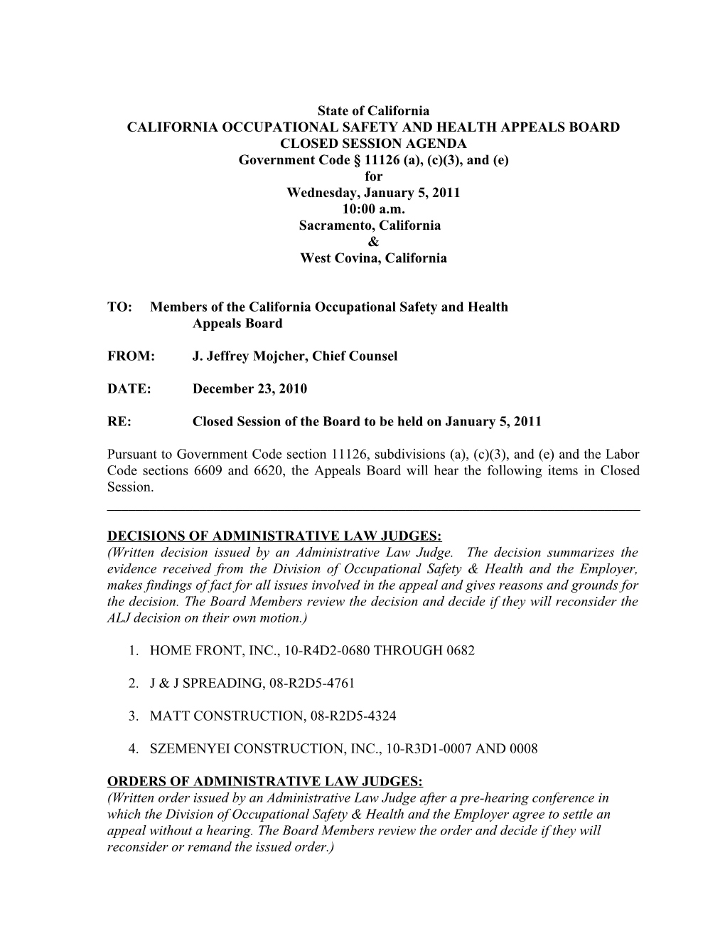 California Occupational Safety & Health Appeals Board