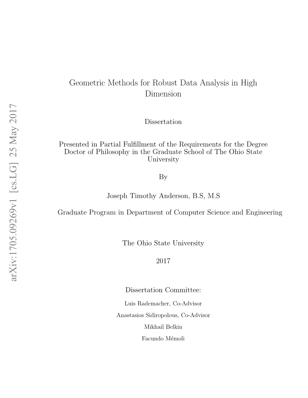Geometric Methods for Robust Data Analysis in High Dimension