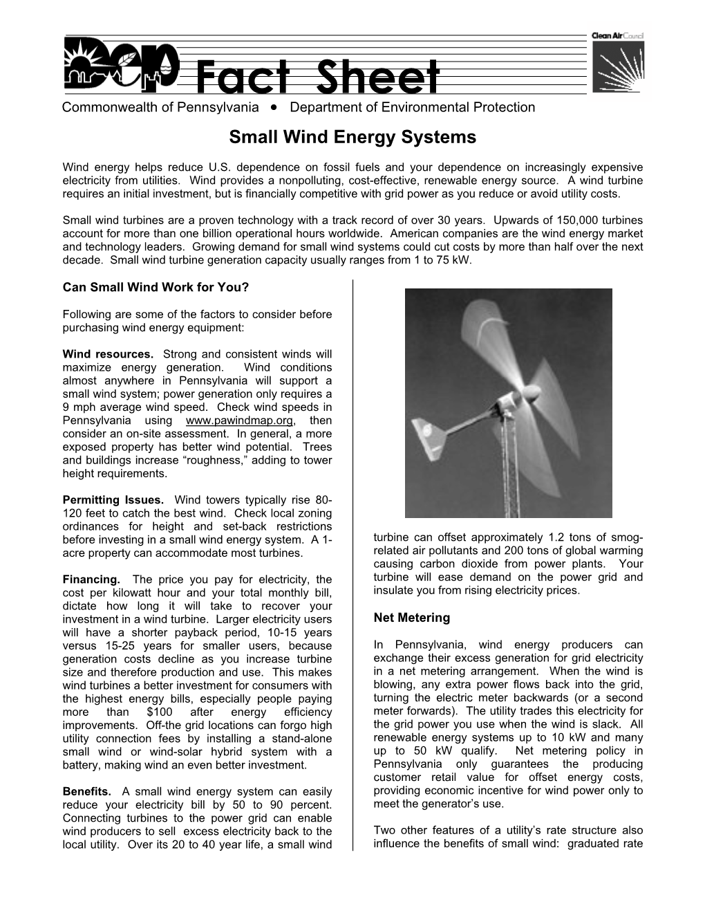 Small Wind Energy Systems