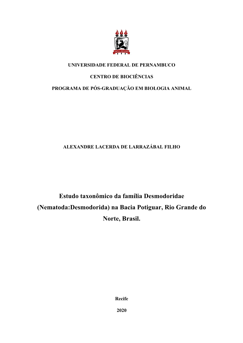 Nematoda:Desmodorida) Na Bacia Potiguar, Rio Grande Do