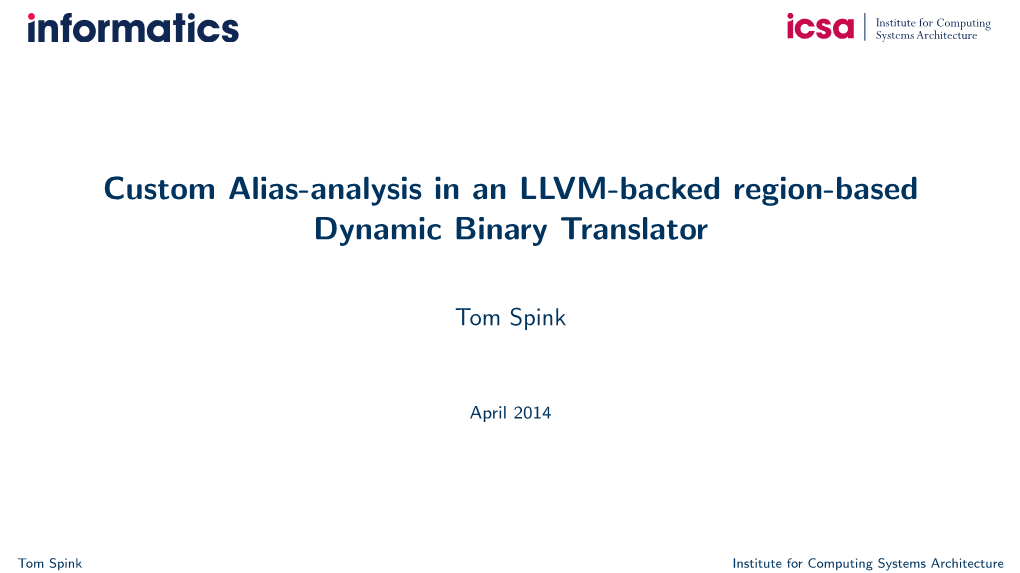 Custom Alias-Analysis in an LLVM-Backed Region-Based Dynamic Binary Translator