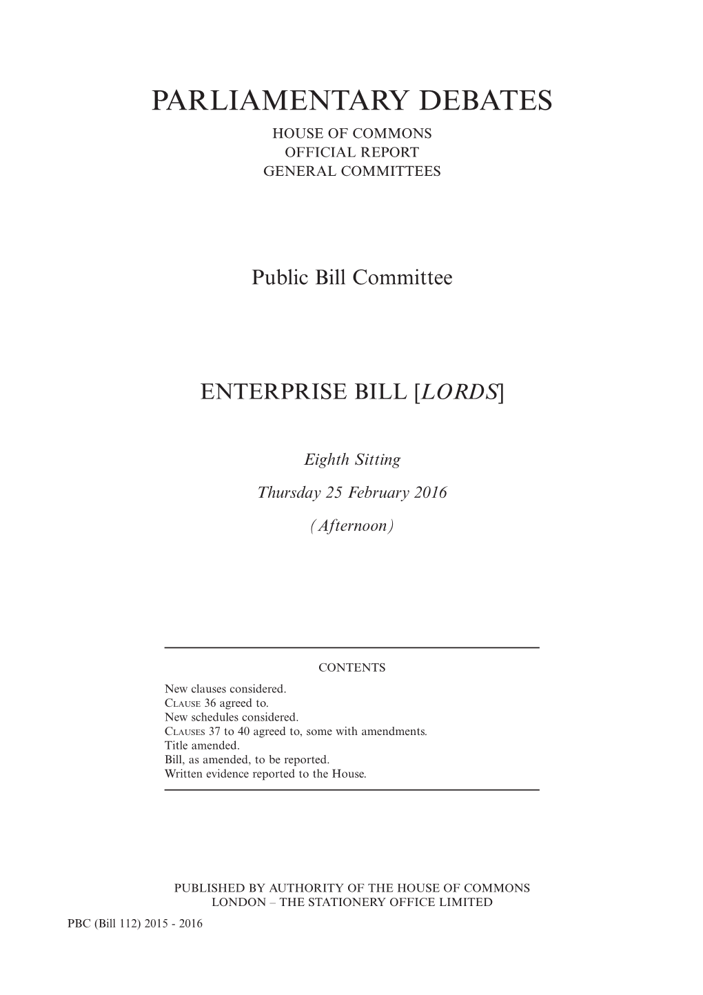 Enterprise Bill [ Lords ]