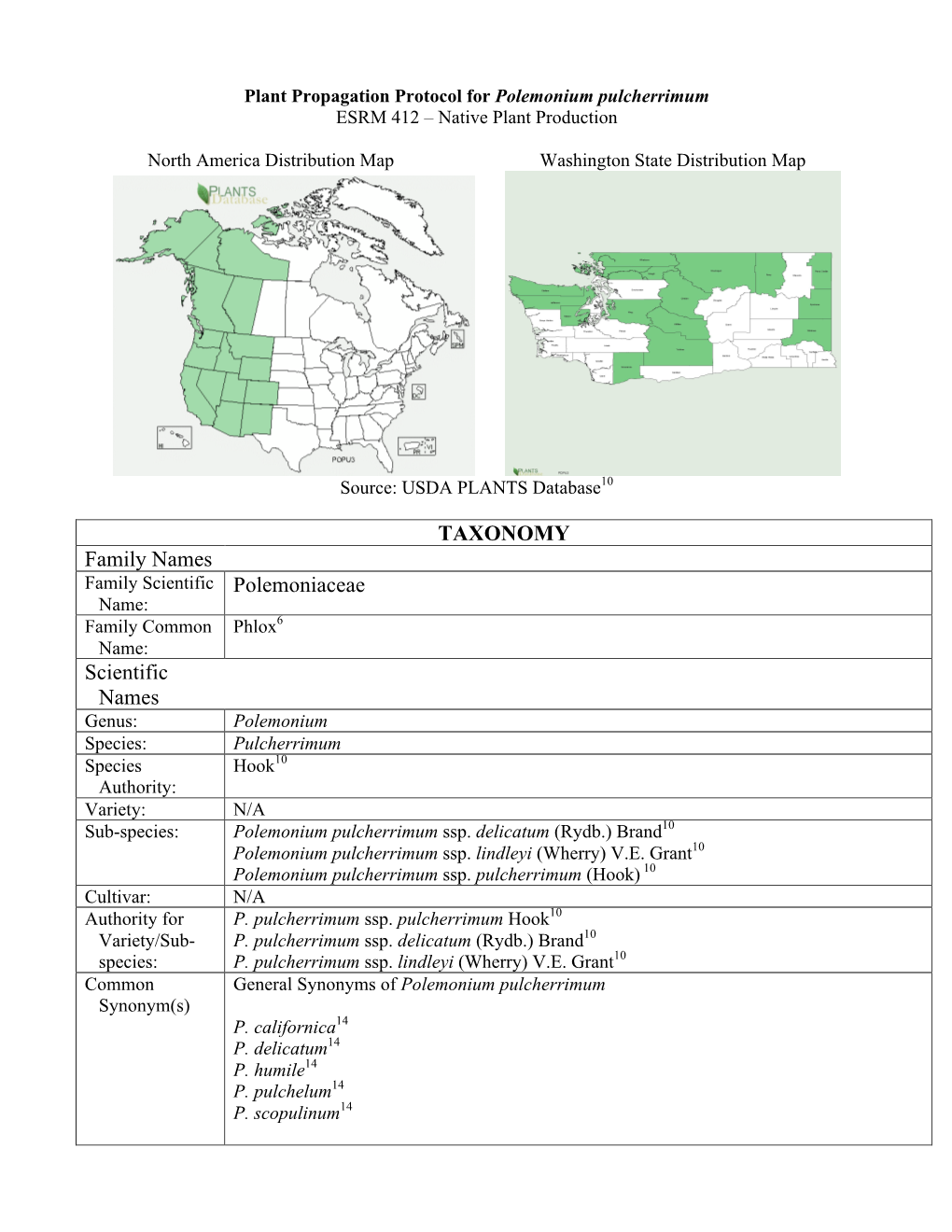 TAXONOMY Family Names Polemoniaceae Scientific Names