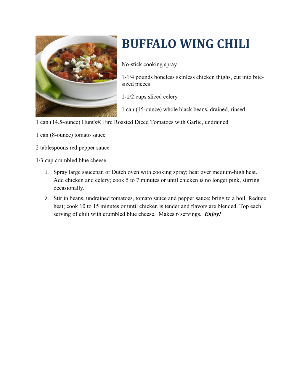 Buffalo Wing Chili