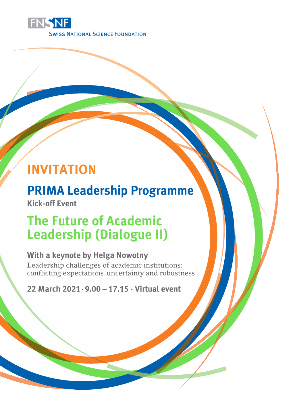 The Future of Academic Leadership (Dialogue II) INVITATION
