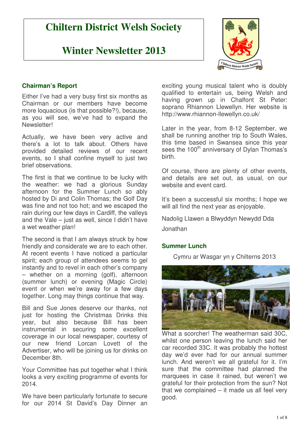 Winter 2013 Newsletter