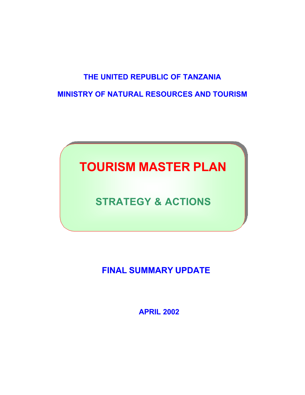 Tourism Master Plan