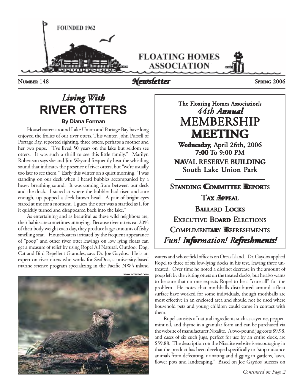 Seattle Floating Homes Newsletter