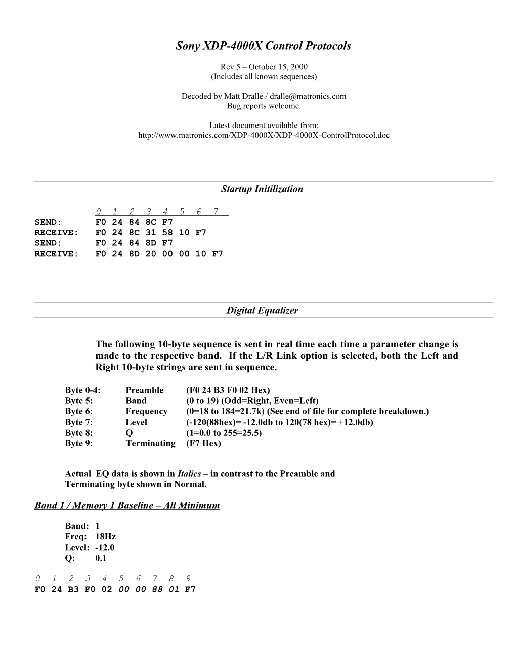 Sony XDP-4000X Control Protocol