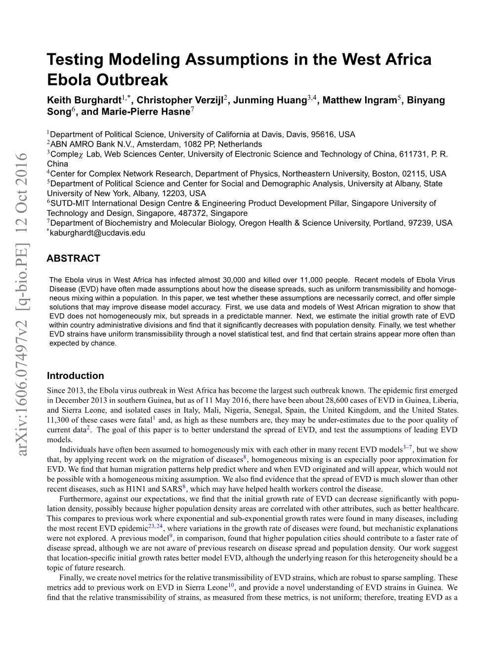 Testing Modeling Assumptions in the West Africa Ebola Outbreak