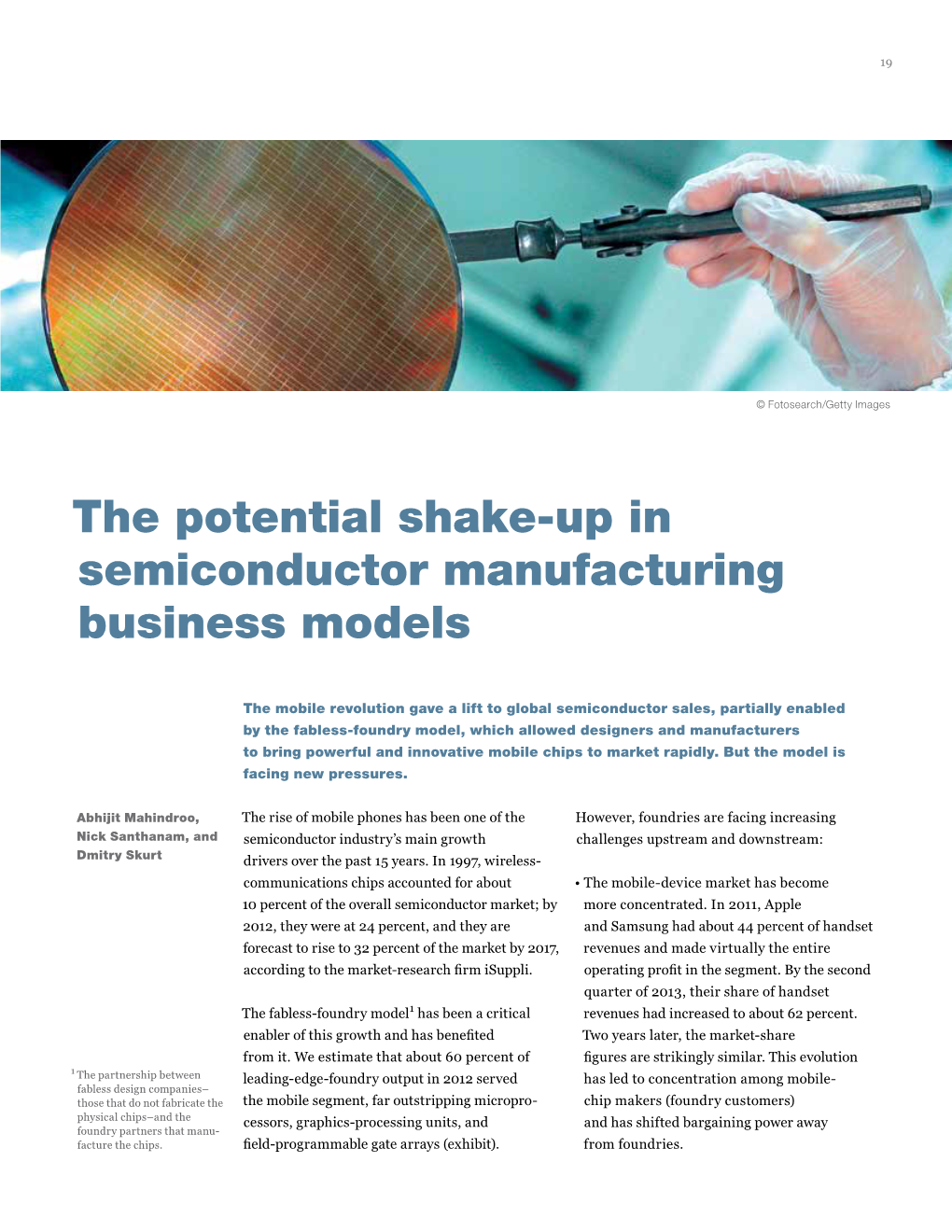 The Potential Shake-Up in Semiconductor Manufacturing Business Models