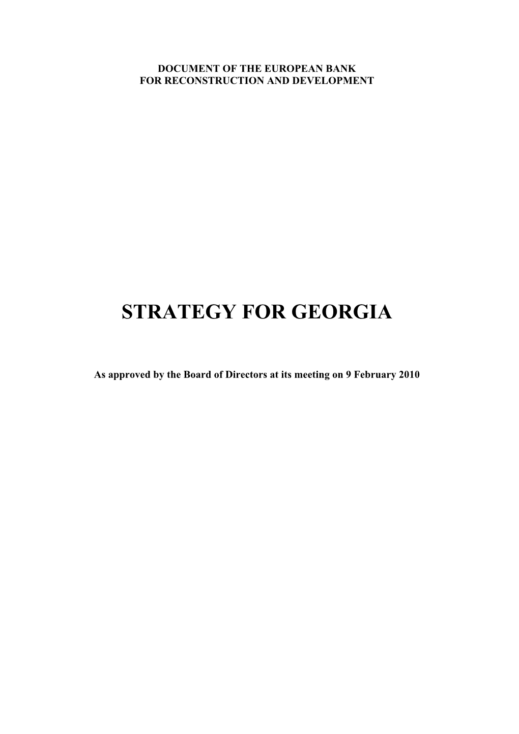 EBRD Strategy for Georgia 2010