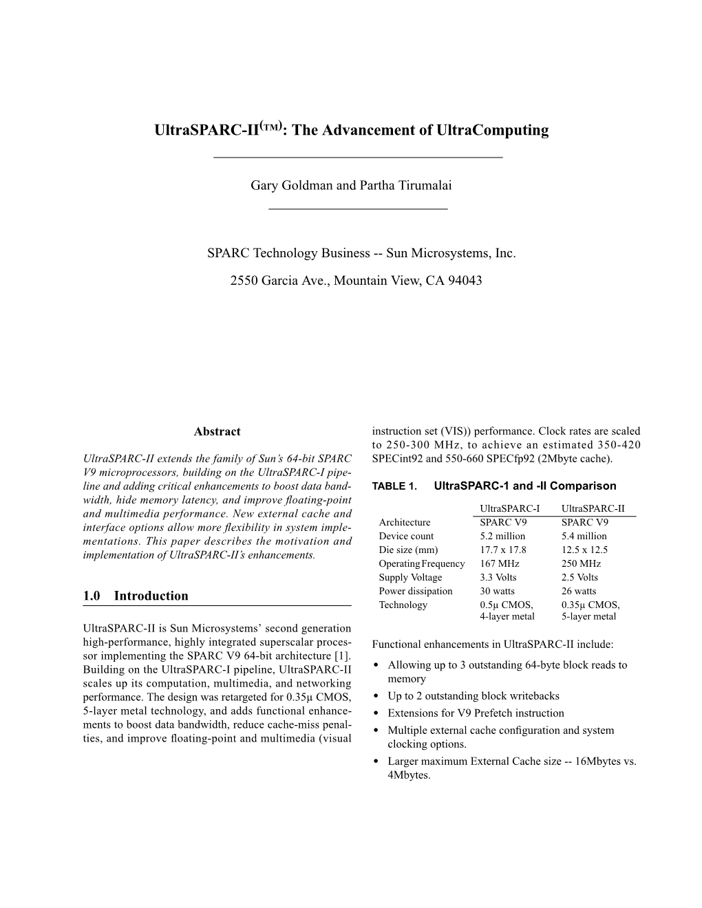 Ultrasparc-II : the Advancement of Ultracomputing