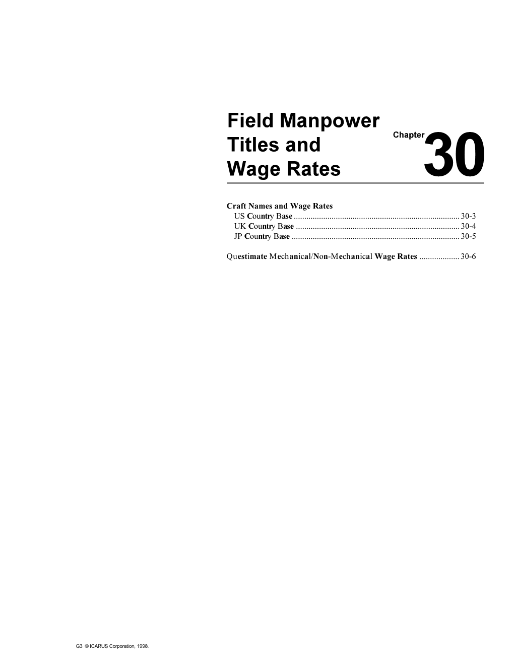 Field Manpower Titles and Wage Rates 30-3