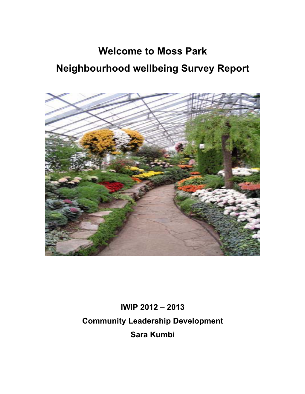 Moss Park Neighbourhood Wellbeing Survey Report