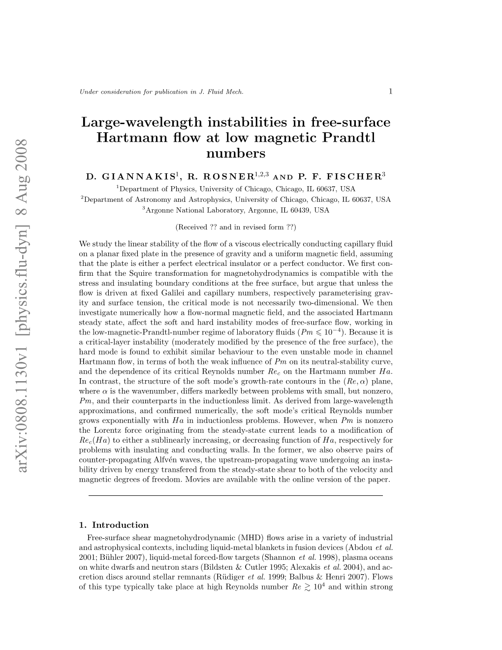 Large-Wavelength Instabilities in Free-Surface Hartmann Flow at Low