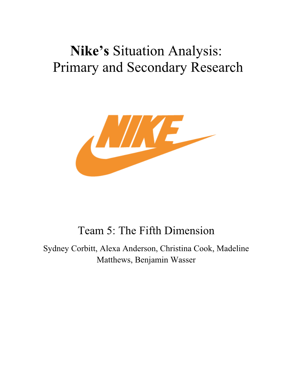 Nike's Situation Analysis: Primary and Secondary Research