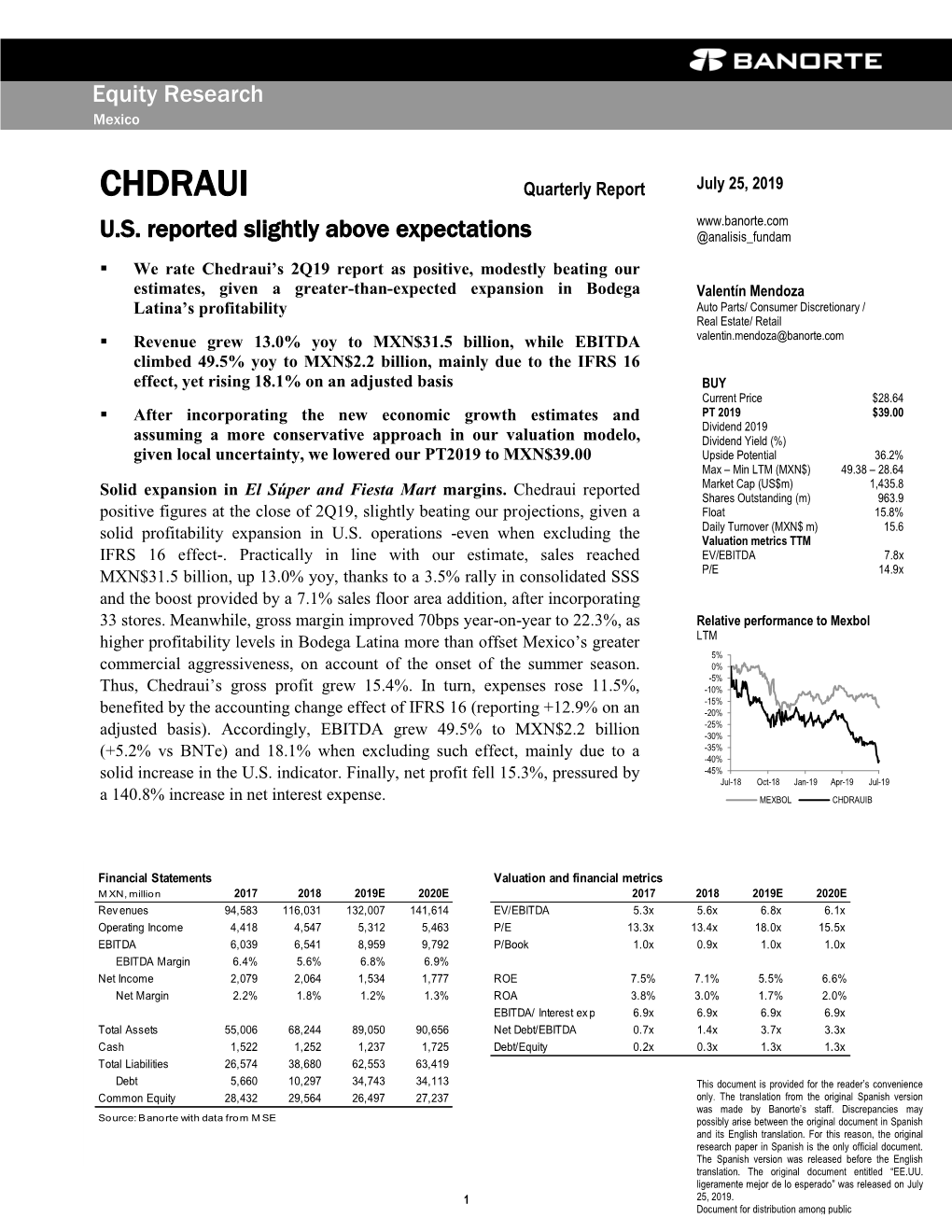 CHDRAUI Quarterly Report July 25, 2019