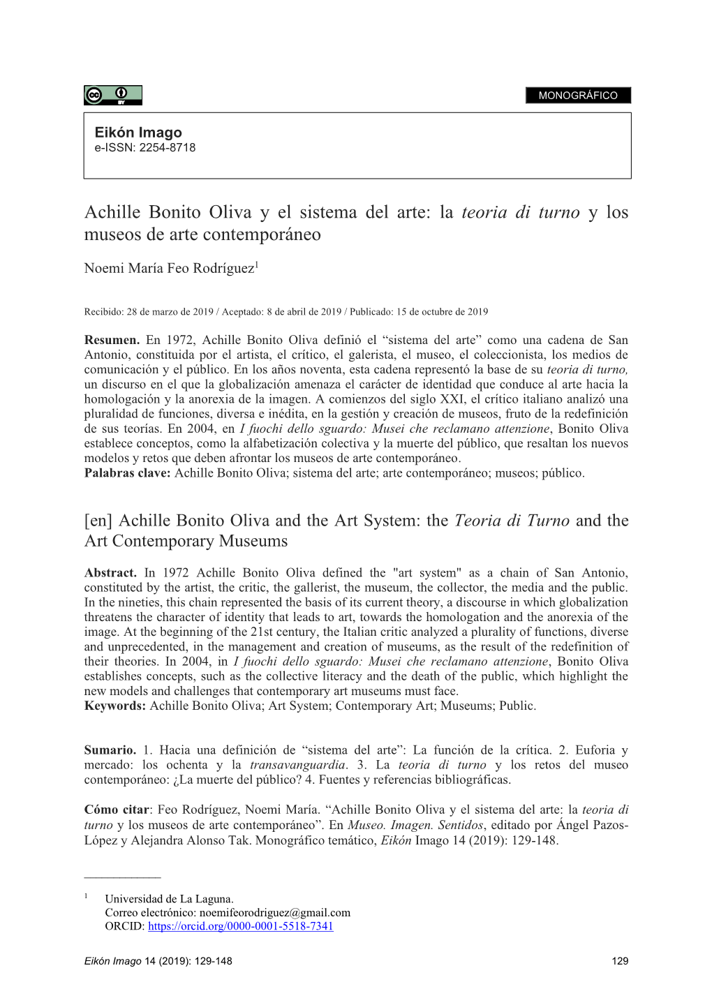 Achille Bonito Oliva Y El Sistema Del Arte: La Teoria Di Turno Y Los Museos De Arte Contemporáneo