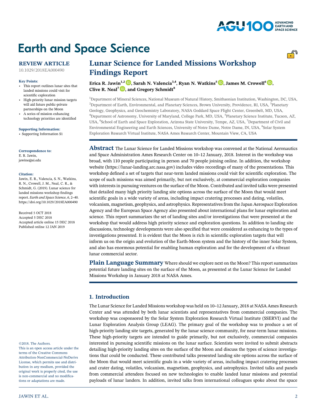 Lunar Science for Landed Missions Workshop Findings Report