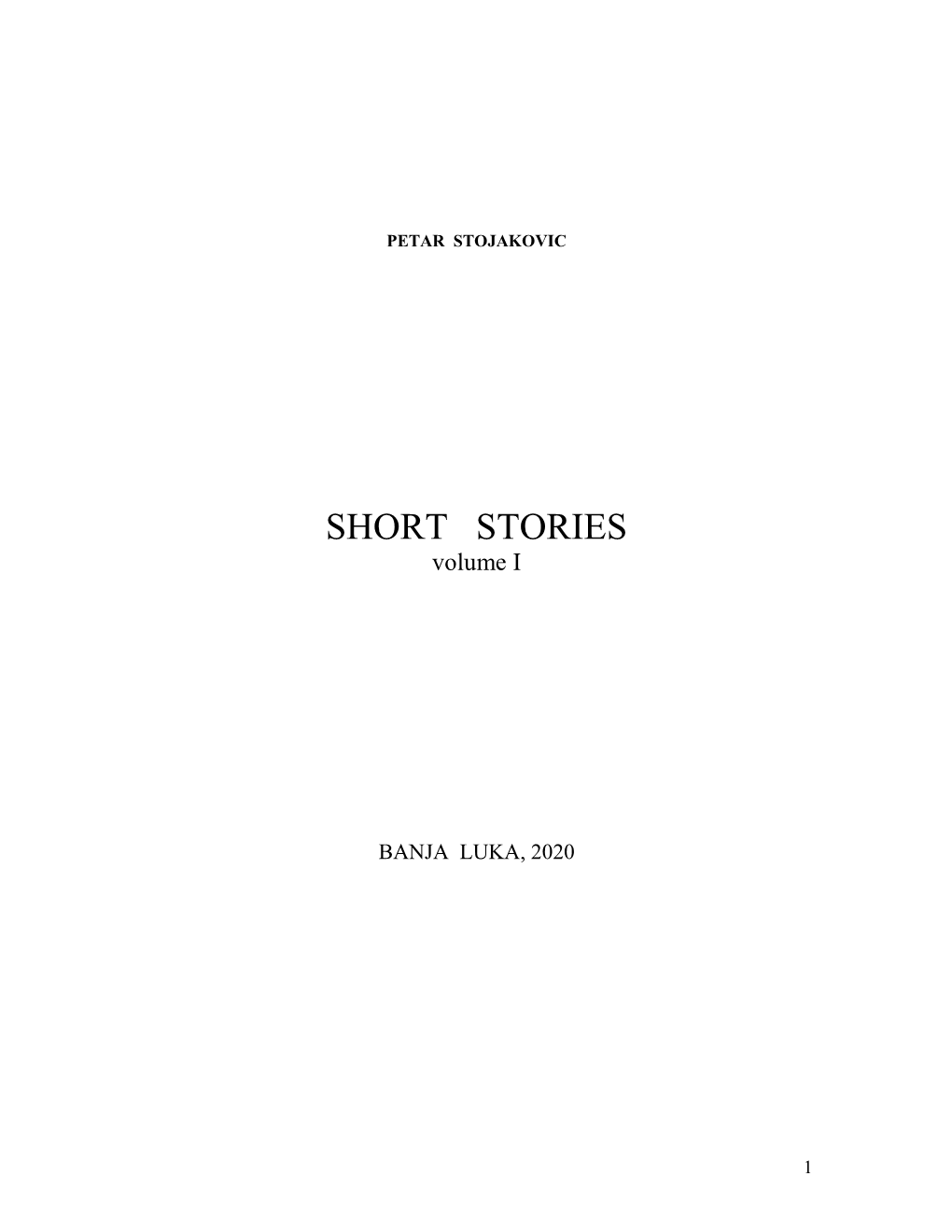 SHORT STORIES Volume I