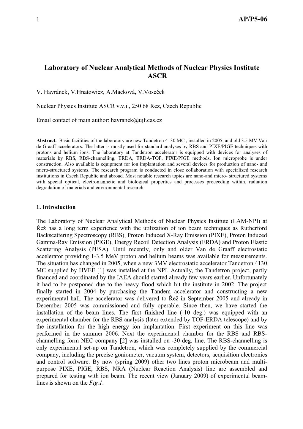 AP/P5-06 Laboratory of Nuclear Analytical Methods of Nuclear
