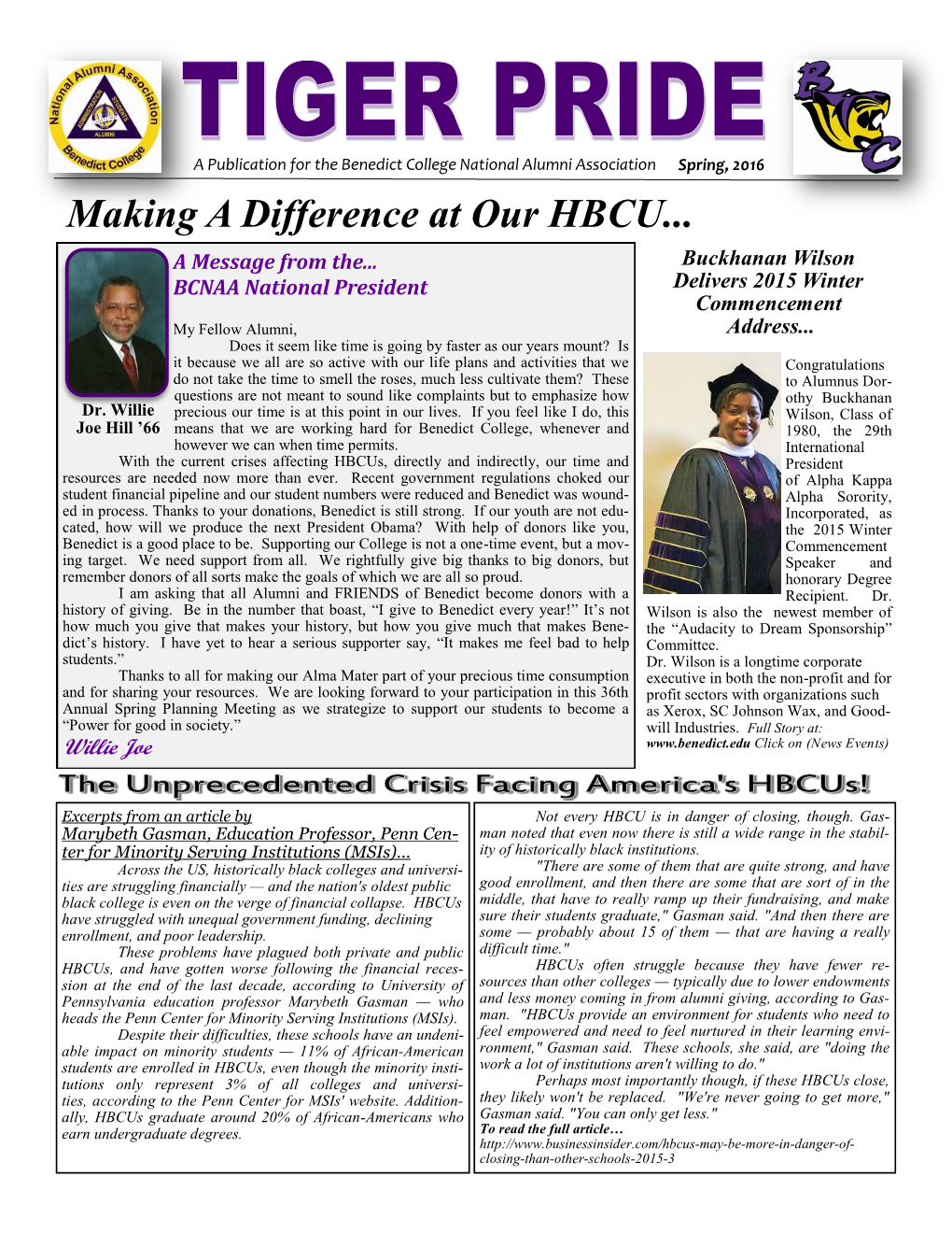 Making a Difference at Our HBCU... a Message from The