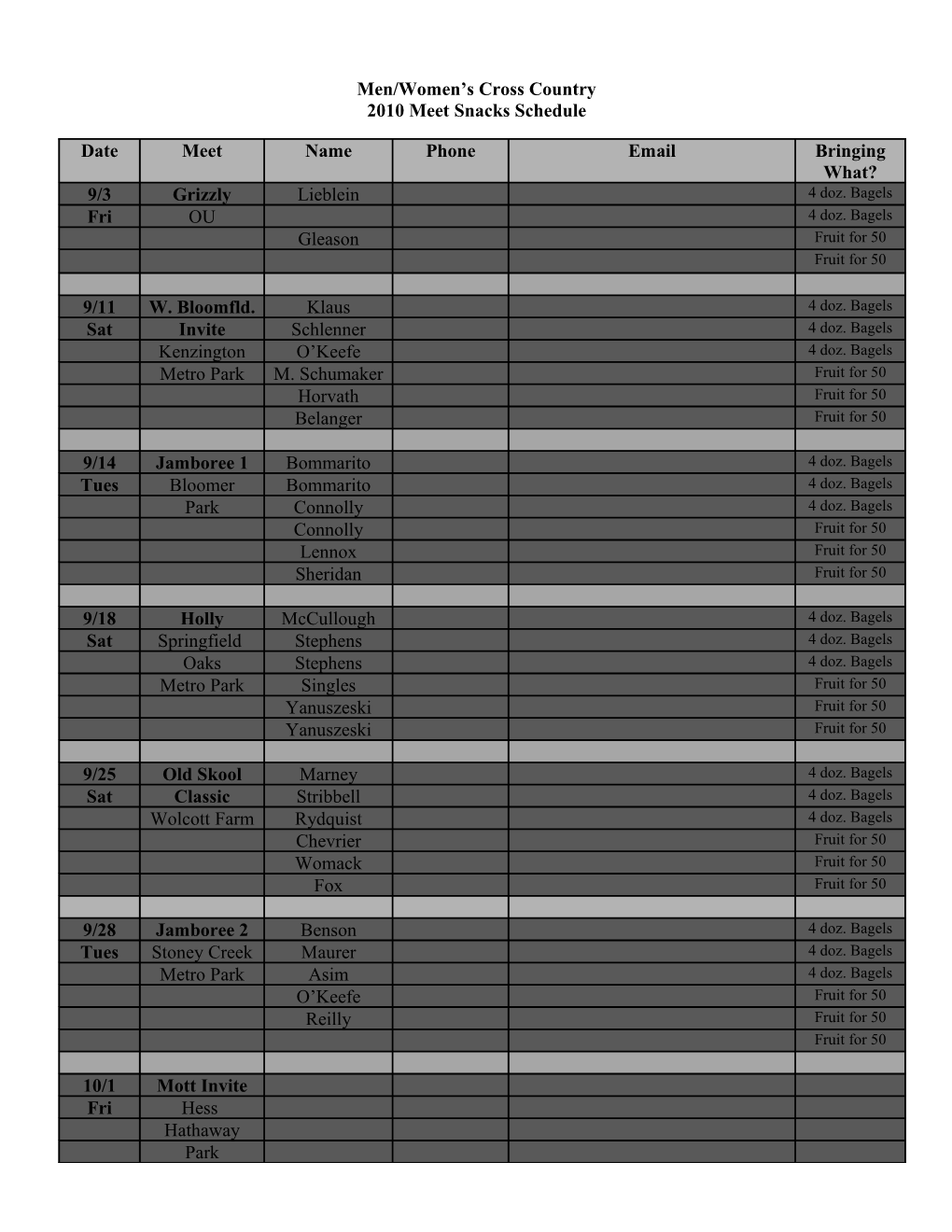 Men/Women S Cross Country