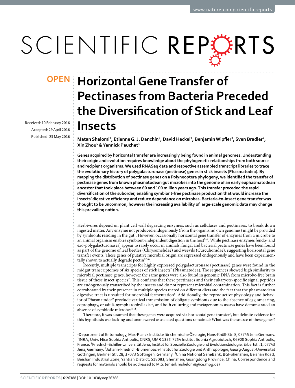 Horizontal Gene Transfer of Pectinases from Bacteria Preceded