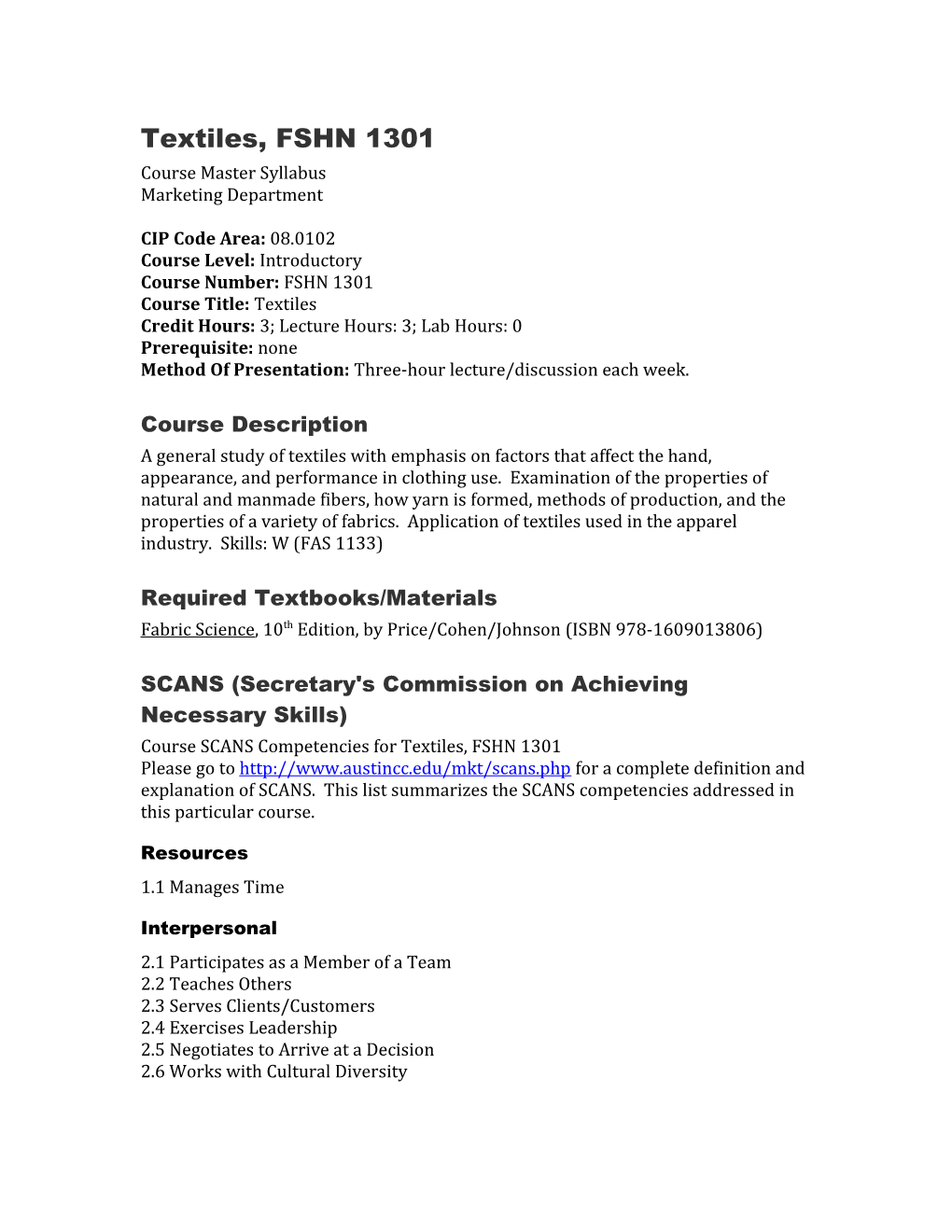 ACC Master Syllabi