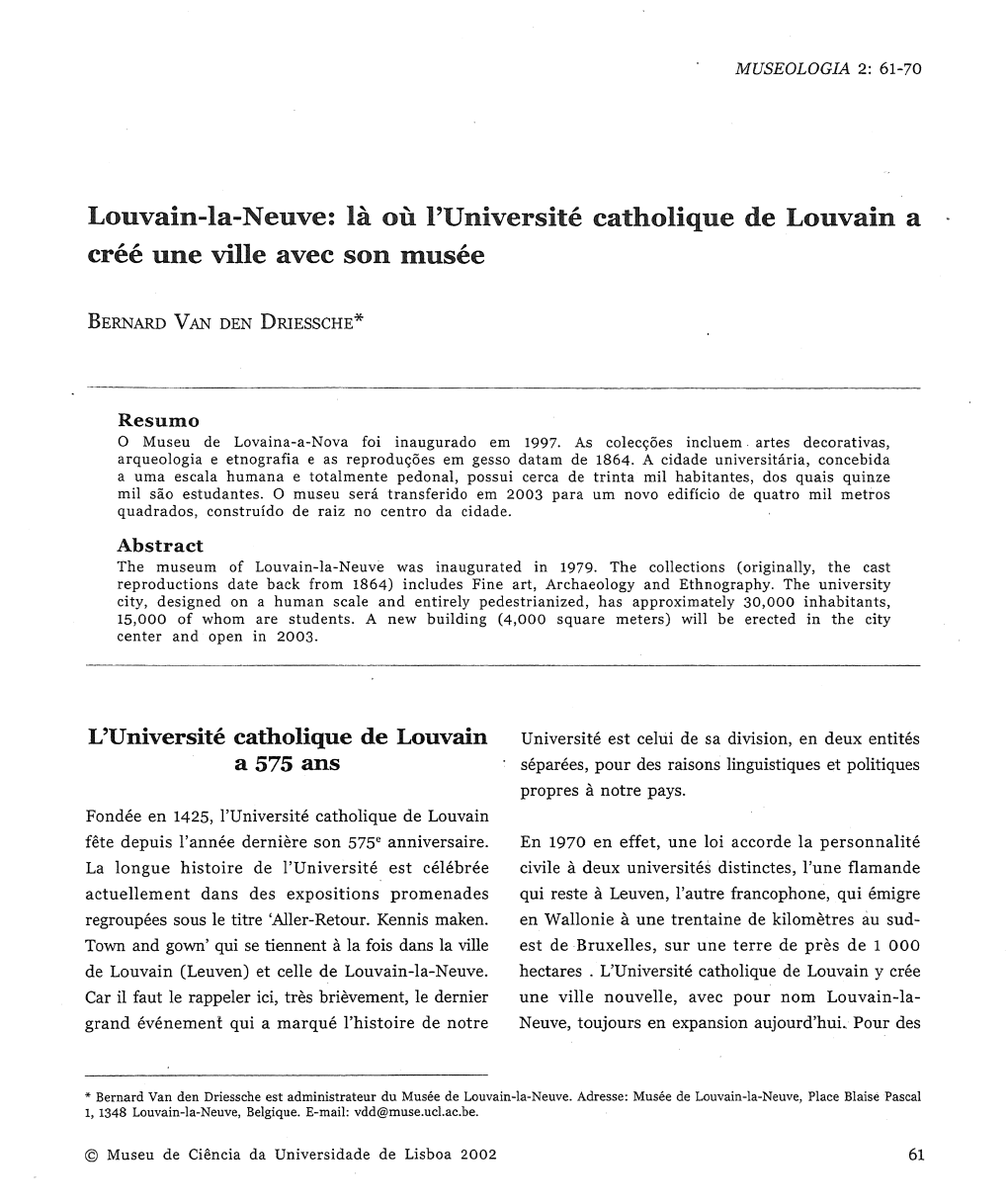 Louvain-La-Neuve: Là Où L'université Catholique De Louvain a Créé Une Ville Avec Son Musée